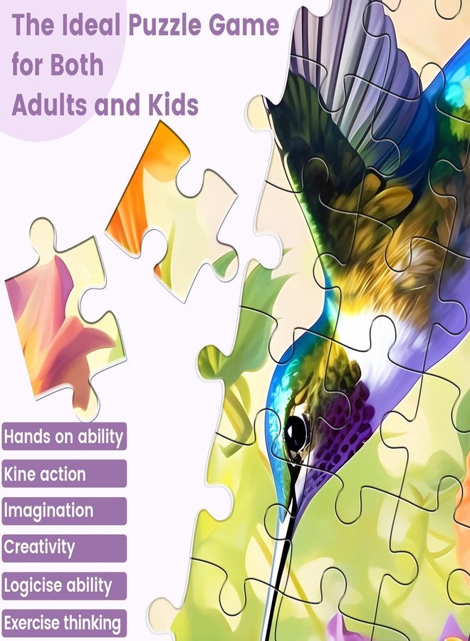 VOLUVOLU 500 Piece Puzzle for Adults, Jigsaw Puzzles,Flower Hummingbird Jigsaw Puzzles 500 Pieces Birthday Party for Family Adults Funny Puzzle - Image 2